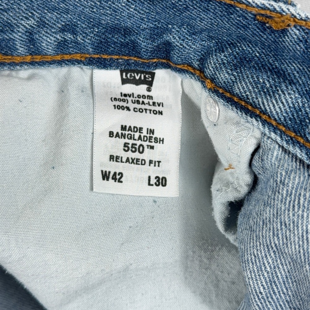 Levi's 550 Relaxed Fit Jeans 100% Cotton Denim W42 L30 Blue Classic Casual - Picture 5 of 13